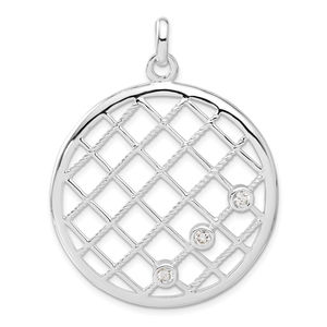 Sterling Silver White CZ Woven Circle Pendant